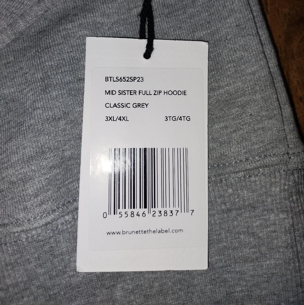 NWT Brunette the Label 3XL-4XL Middle Sister Full Zip Hoodie, Classic Gr… - Picture 6 of 14